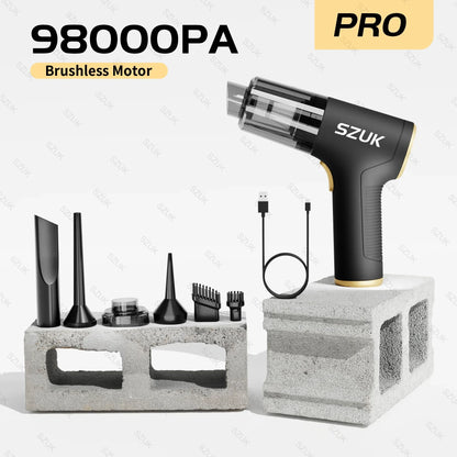 SZUK 98000PA Car Vacuum Cleaner Mini Powerful Cleaning Machine Strong Suction Handheld for Car Portable  Wireless Home Appliance - Electryx