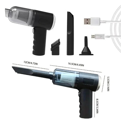 3 In1 Car Vacuum Cleaner Strong Suction Power Mini Cleaning Machines Dual Use Wireless Handheld Air Blower Cleanings Air Duster - Electryx