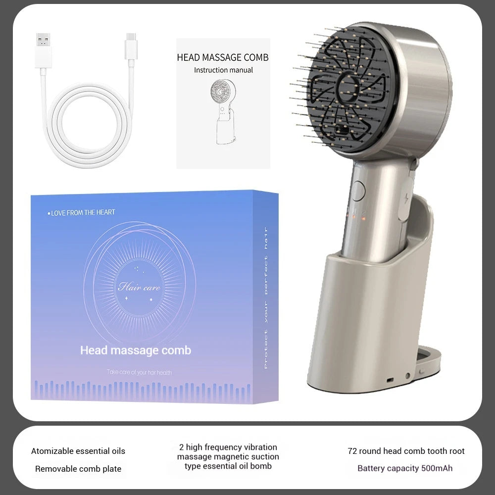 Electric Scalp Massage Comb Essential Oil Atomization Hair Care Spray Vibration Massage Hair Brush Hair Growth Anti Los - Electryx