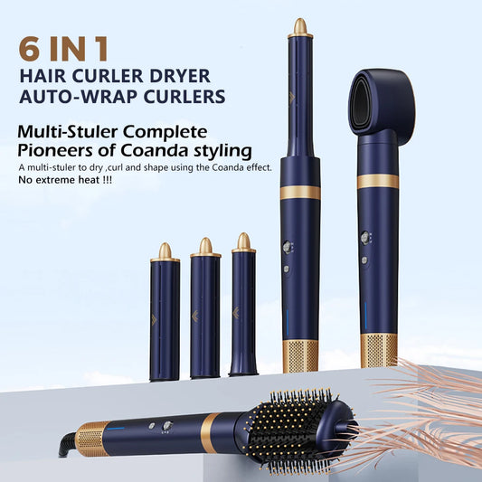Hair Curler Dryer 6 in1 Air Styler & Hair Dryer for Straight & Wavy Hair Auto-Wrap Curlers Hair Staightener Blow Drier - Electryx