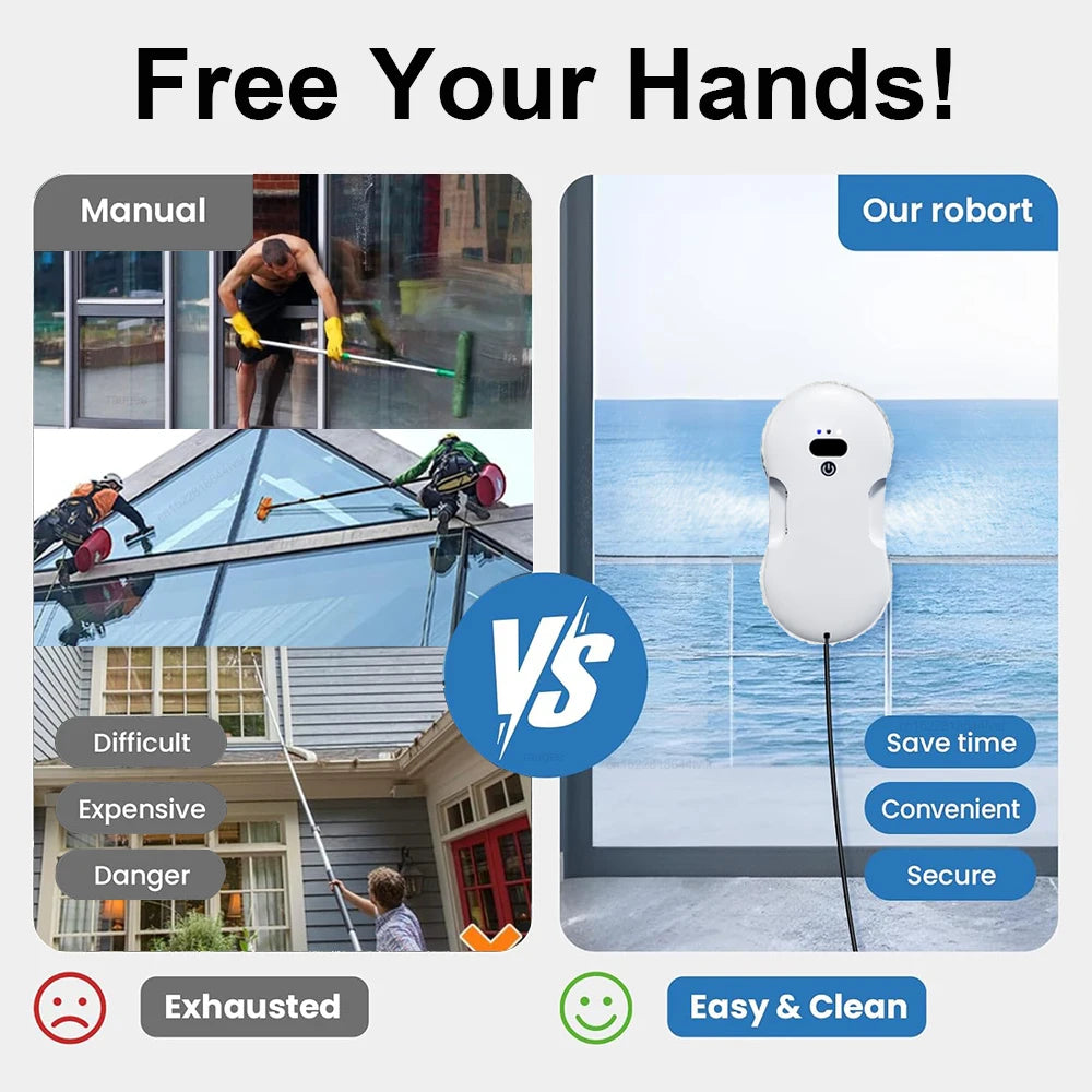 Window Cleaning Robot Intelligent Window Glasses Washer Robot With Remote Control Electric Magnetic Window Vacuum Cleaner - Electryx