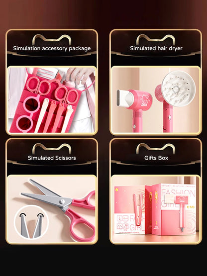 Kids Make Up Toys Simulation Haircut Kit Children's Hair dryer Role Playing Game Educational Toys For Girls Pretend Play Gifts - Electryx