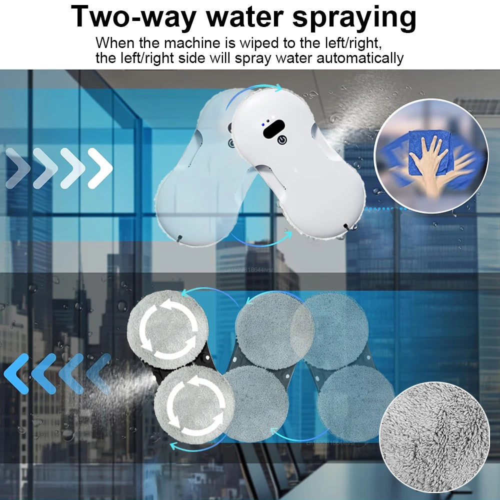 UPS Robotic Window Cleaner Intelligent Bidirectional Water Spray Window Washer Robot with Remote Control Glass Cleaning Robot - Electryx