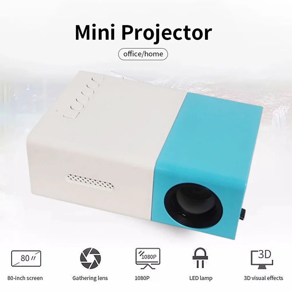YG300 Portable Mini Movie Projector 1080P USB Audio Home Media Player Beamer Suitable For Outdoor Camping Drive-in Home Theater - Electryx