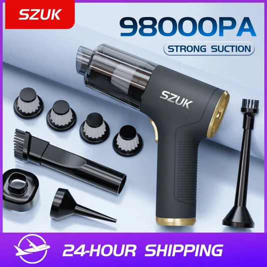 SZUK 98000PA Car Vacuum Cleaner Mini Powerful Cleaning Machine Strong Suction Handheld for Car Portable  Wireless Home Appliance - Electryx