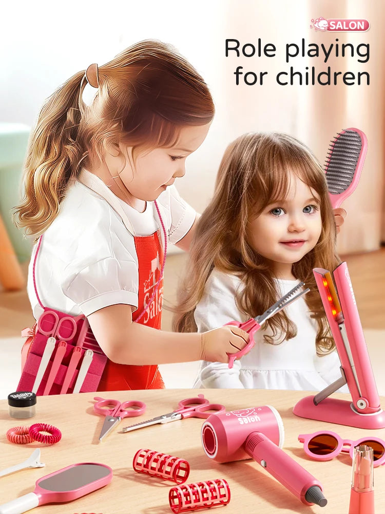 Kids Make Up Toys Simulation Haircut Kit Children's Hair dryer Role Playing Game Educational Toys For Girls Pretend Play Gifts - Electryx