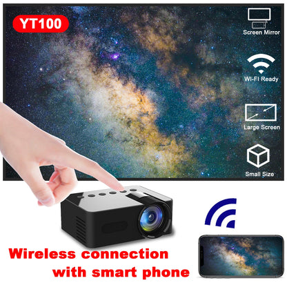 YT100 Mini Projector Mobile Video Wifi Smart Portable Home Theater Wireless Multiscreen for Smartphone Android Cinema Kids Gift - Electryx