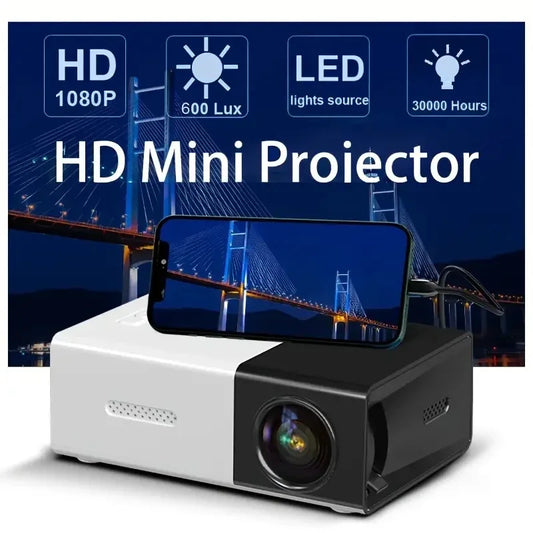 Proyector portátil YG300 para el hogar, conexión inalámbrica para teléfono móvil, compatible con USB, HDMI - Electryx