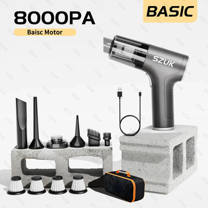 SZUK 98000PA Car Vacuum Cleaner Mini Powerful Cleaning Machine Strong Suction Handheld for Car Portable  Wireless Home Appliance - Electryx