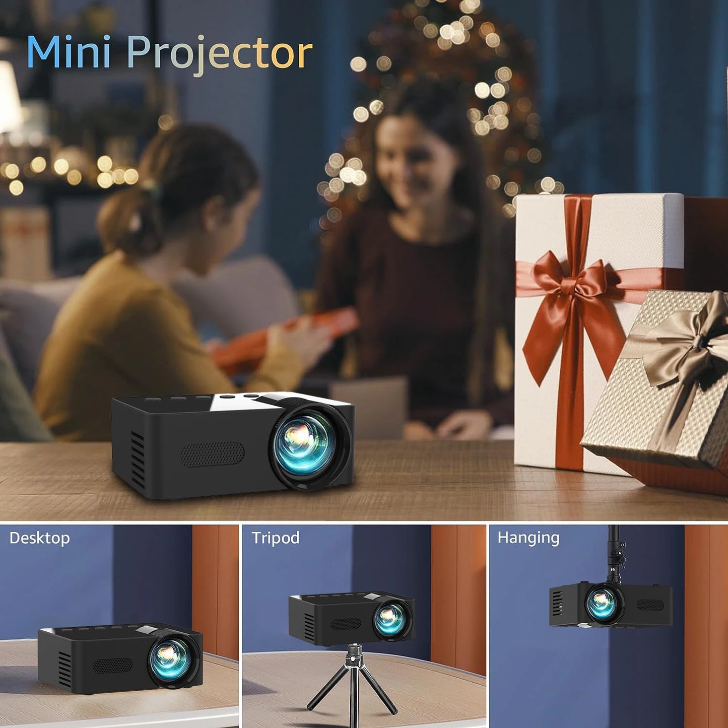 YT100 Mini Projector Mobile Video Wifi Smart Portable Home Theater Wireless Multiscreen for Smartphone Android Cinema Kids Gift - Electryx
