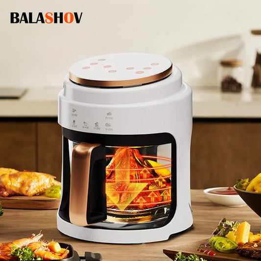 Air Fryer Visual Oil-free Electric Fryer Multi-functional Automatic Household 360°Baking LED Touchscreen Oil Air Fri - Electryx