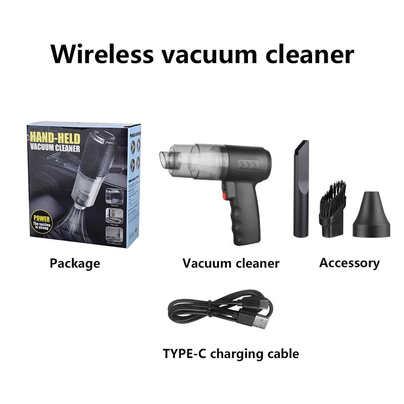 Car Hoover Suction Blowing All-in-one Wireless Large Suction Handheld Portable Mini Car Super Car Dust Blowing Car Cleaning Tool - Electryx