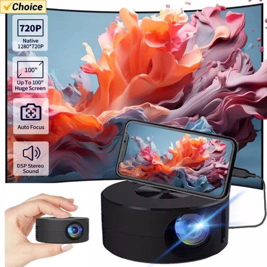 YT200 mini projector led mobile video home theater media player kids gift cinema wired same screen projector for iPhone Android - Electryx