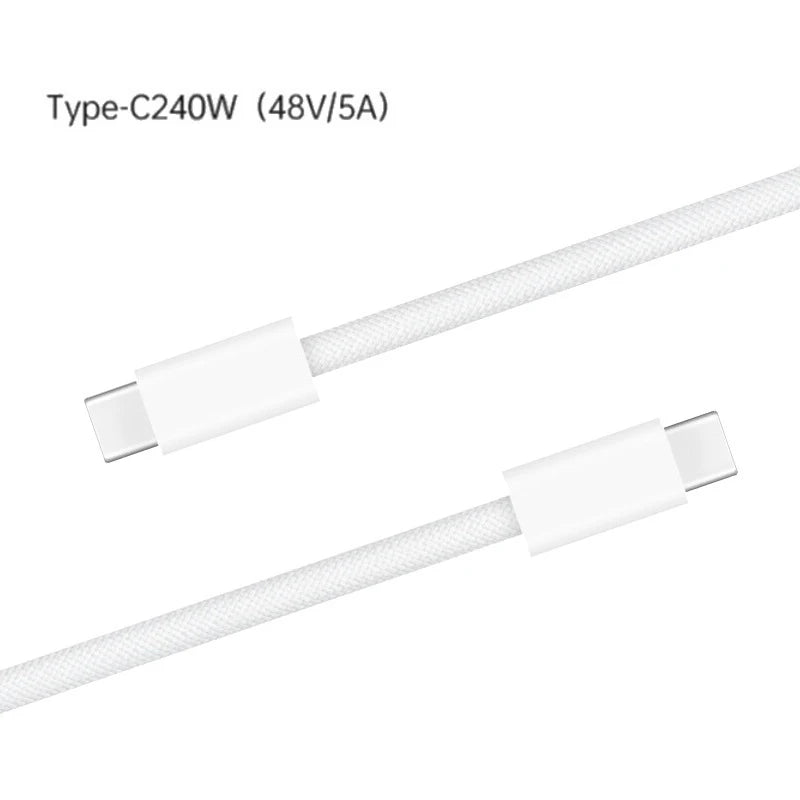 240W USB C to C Charger Cable Type C Fast Charging Braided PD Cable for lPhone 15 16 Series lPad Air Pro MacBook Pro Huawei DELL - Electryx