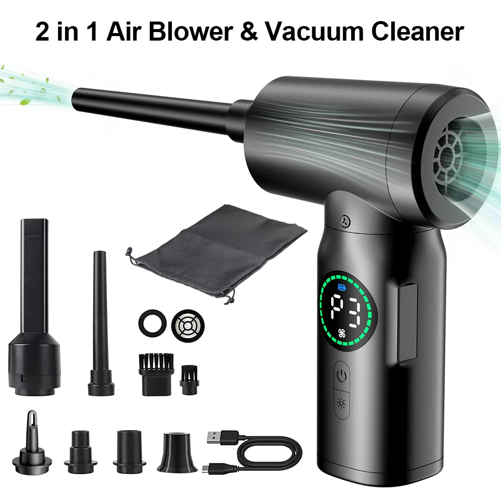 Wireless Air Duster 100000RPM Dust Blowing Gun USB Compressed Air Blower Cleaning For Computer Laptop Keyboard Camera Cleaning - Electryx