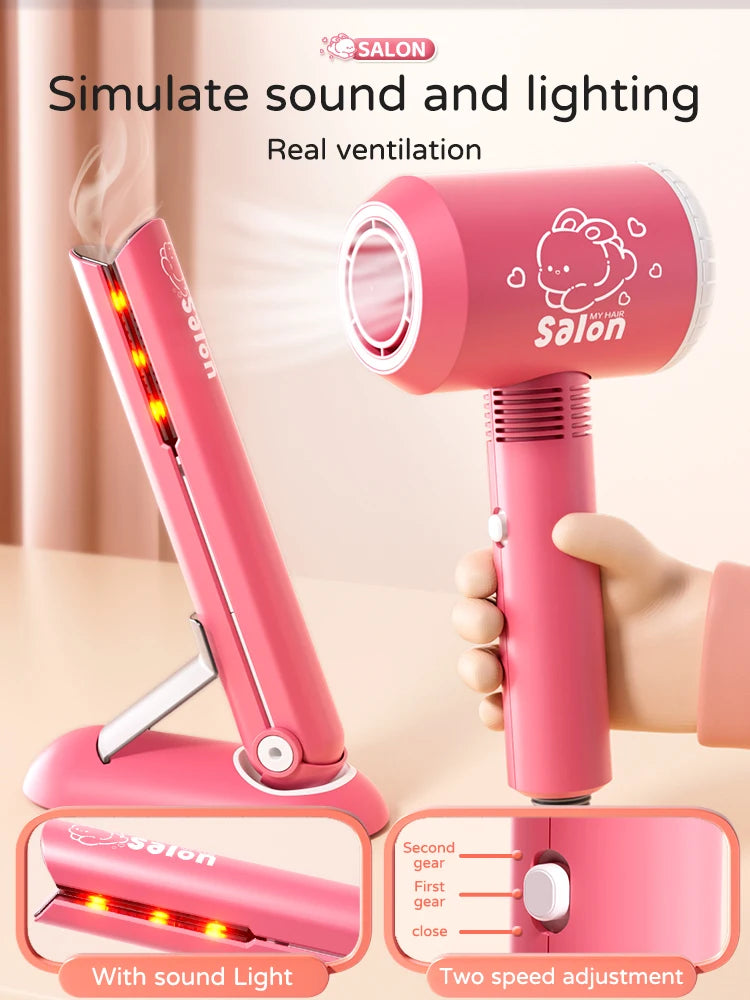 Kids Make Up Toys Simulation Haircut Kit Children's Hair dryer Role Playing Game Educational Toys For Girls Pretend Play Gifts - Electryx