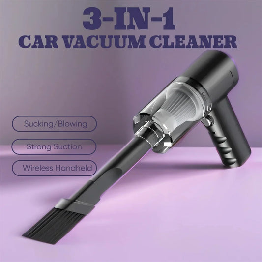 3 In1 Car Vacuum Cleaner Strong Suction Power Mini Cleaning Machines Dual Use Wireless Handheld Air Blower Cleanings Air Duster - Electryx