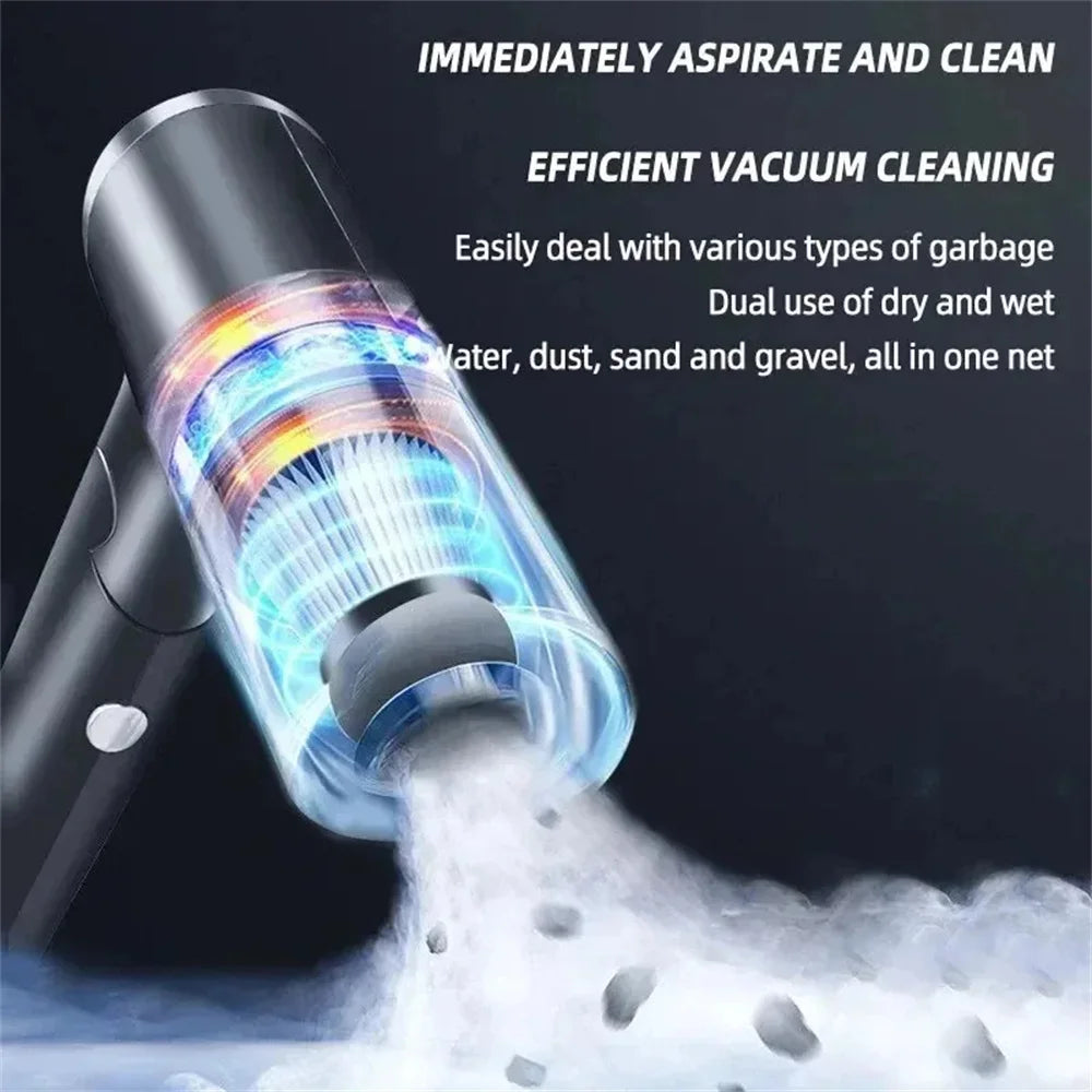 3 In1 Car Vacuum Cleaner Strong Suction Power Mini Cleaning Machines Dual Use Wireless Handheld Air Blower Cleanings Air Duster - Electryx