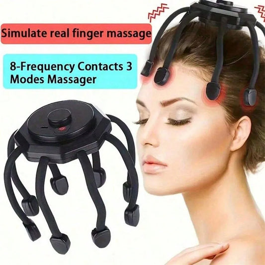 Cordless Electric Scalp Massager,360 Degree Head Massager With 8 Finger Tips, Deep Relaxing And Stress Relief, Holiday Gift - Electryx