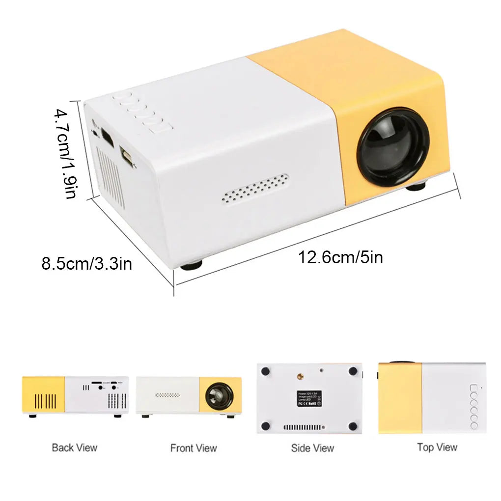 YG300 Portable Mini Movie Projector 1080P USB Audio Home Media Player Beamer Suitable For Outdoor Camping Drive-in Home Theater - Electryx
