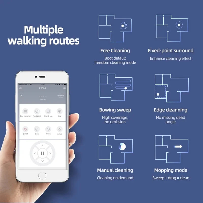 New Wireless Smart Vacuum Cleaner App Control Wet And Dry Floor Sweep 2800PA Suction Super Quiet Mopping Machine Cleaning Robot - Electryx
