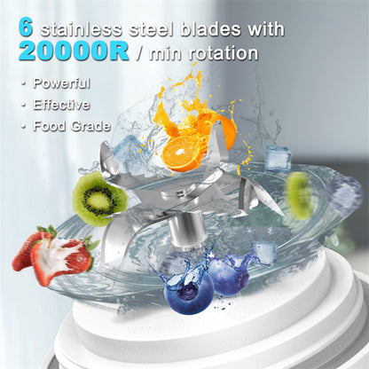 Portable Blender Juicer Personal Size Blender For Shakes And Smoothies With 6 Blade Mini Blender Kitchen Gadgets - Electryx
