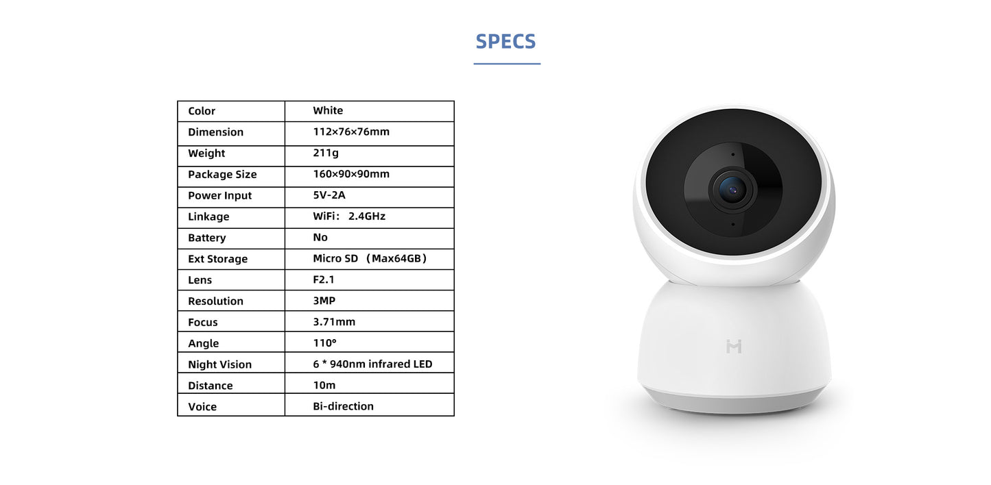 Caméra Wi-Fi IMILAB A1 – 2K HD, vision 360° & détection intelligente - Electryx